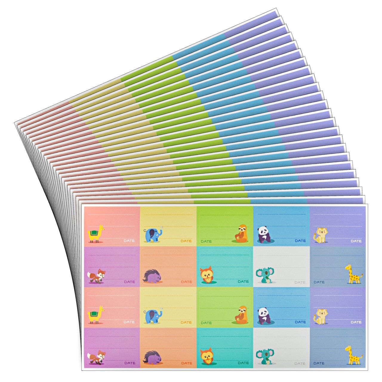 500-Pack Self-Adhesive Baby Bottle Labels for Daycare, Writable Stickers for Baby Food, Breastmilk, 10 Animal Designs (1.5x1 in)